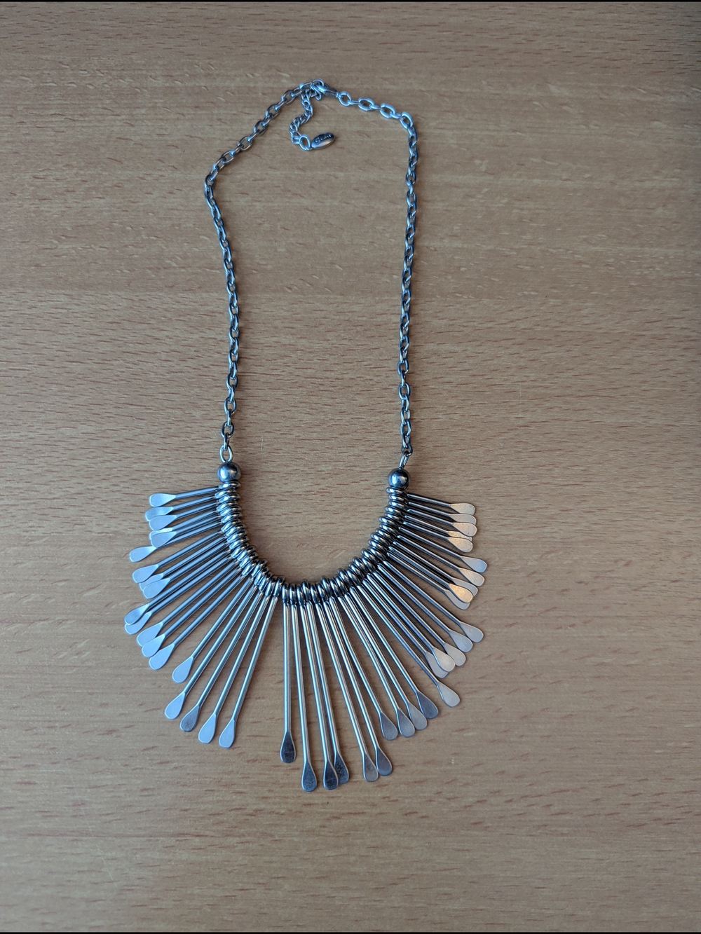 Silver Statement Fan Fringe Necklace - Women Jewelry